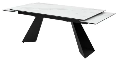 Стол Купер 160 БЕЛЫЙ МРАМОР, черная шагрень, стекло / ЧЕРНЫЙ