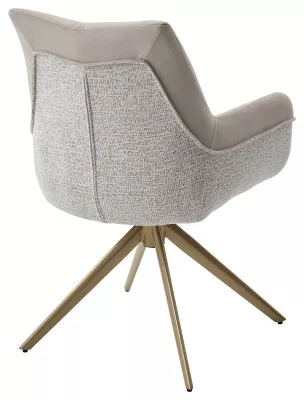 Стул ПОНТУС (PONTUS) 360 град, цвет КРЕМОВЫЙ (RIELY-111/PRESENT-120)/ ШАМПАНЬ каркас, ®DISAUR