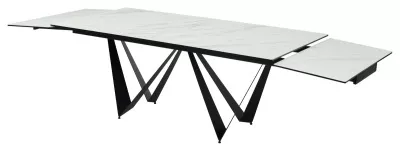 Стол RIETI 200 KL-99 Белый мрамор матовый, итальянская керамика / черный каркас, ®DISAUR