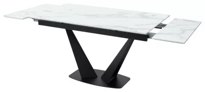 Стол Ниагара 160 БЕЛЫЙ МРАМОР, стекло / ЧЕРНЫЙ, М-City