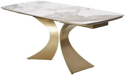 Стол МАТИАС (MATIAS) 180 цвет ПАНДОРА (GLOSS LUXURY PANDORA SOLID CERAMIC) / ШАМПАНЬ, ®DISAUR