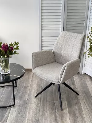 Стул YOZEF 360 град. поворот. KN01-04 Светло-серый, ткань / Черный, ®DISAUR