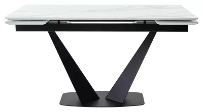 Стол Ниагара 160 БЕЛЫЙ МРАМОР, стекло / ЧЕРНЫЙ, М-City