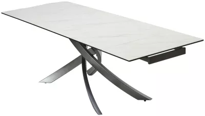 Стол ESTEBIO 160 KL-99 Белый мрамор матовый, итальянская керамика/ Серый металлик, ®DISAUR