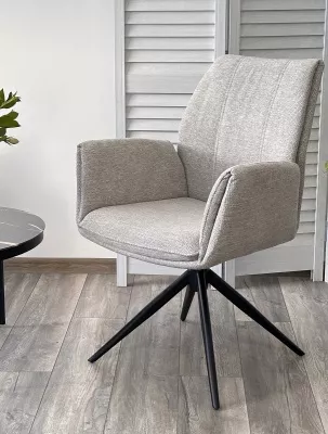 Стул YOZEF 360 град. поворот. KN01-04 Светло-серый, ткань / Черный, ®DISAUR