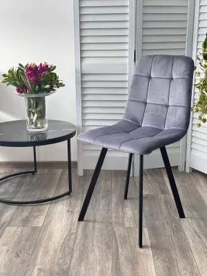 Стул РИЧИ, цвет H-14 Серый, велюр / черный каркас М-City