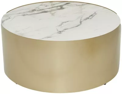 Стол журнальный BRANT KL-188 Контрастный мрамор матовый, итальянская керамика/ Шампань, ®DISAUR