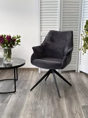 Стул OVE 360 град. поворот. RAVEN18 Серый, ткань / Черный, ®DISAUR