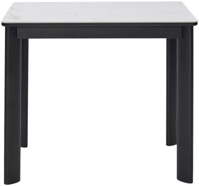 Стол ТЕТ-А-ТЕТ 120  Белый мрамор, керамика / Черный каркас М-City