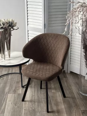 Стул ХИЛТОН 360 град., цвет B29 Шоколадный, велюр / черный каркас