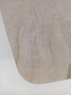 Стол КИРАН (KIRAN) 180 БЕЖЕВЫЙ МРАМОР (MATTE SICILY BEIGE SOLID CERAMIC) / Орех темный, ®DISAUR