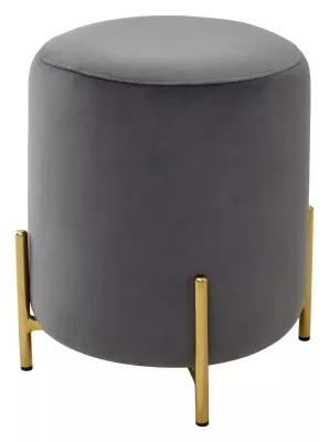 Пуф для гостиной РАЙС (RICE) цвет BLUVEL-14 серый / золотой