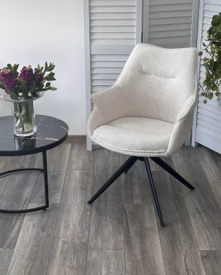 Стул OVE 360 град. поворот. RAVEN22 Бежево-белый, ткань / Черный, ®DISAUR