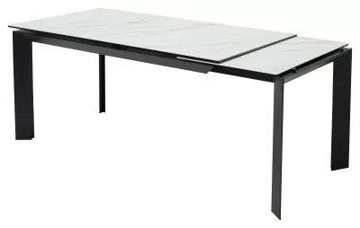 Стол CREMONA 160 KL-99 Белый мрамор матовый, итальянская керамика / черный каркас, ®DISAUR