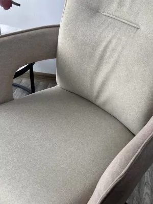 Стул KINNET 360 град. поворот.  MOHAIR-110 / CASTEL-15 Бежевый,ткань/ Тем.-серый каркас, ®DISAUR