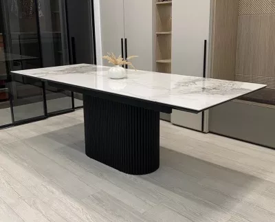 Стол АРИЯ 160 Пандора (PANDORA LIGHT), керамика / Черный каркас