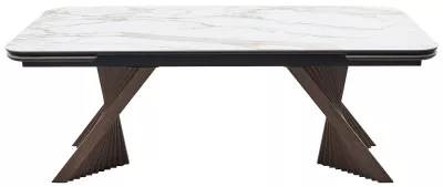 Стол МАНХЭТТЕН 200 цвет СВЕТЛЫЙ БЕЖ ( DRAC COLD XLIM), керамика / Орех Карни натуральный