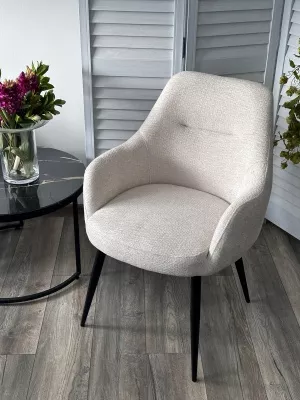 Стул STAMEN ткань DAVIS RETRO BLISS 02 светло-бежевый / черный каркас, ®DISAUR