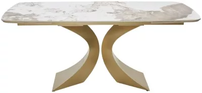 Стол МАТИАС (MATIAS) 180 цвет ПАНДОРА (GLOSS LUXURY PANDORA SOLID CERAMIC) / ШАМПАНЬ, ®DISAUR