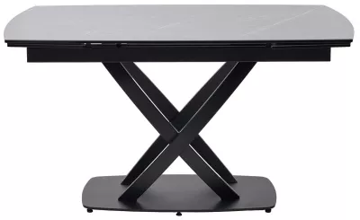 Стол FOGGIA 140 KL-136 Серый мрамор матовый, итальянская керамика/ черный каркас, ®DISAUR