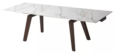 Стол БЭТИС (BETIS) 180 цвет МРАМОР (MATTE GILDED WHITE SOLID CERAMIC) / Орех (WALNUT), ®DISAUR