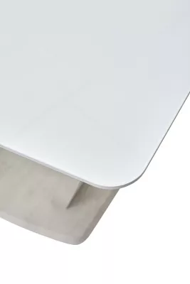 Стол Прага 120 БЕЛЫЙ, стекло/ КАМЕНЬ СВЕТЛЫЙ М-City