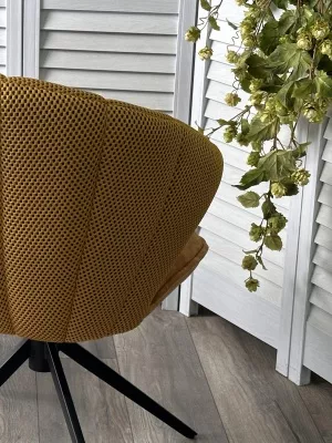 Стул ASTRA 360 град. поворот Желтый Sonic 68 ткань / 7525-132 велюр / черный каркас, ®DISAUR