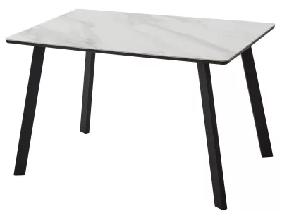 Стол ТИК ТАК 120 цвет Белый мрамор активный, керамика / Черный каркас