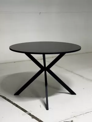 Стол ВЕГА D100 Черный, стекло/ черный каркас М-City