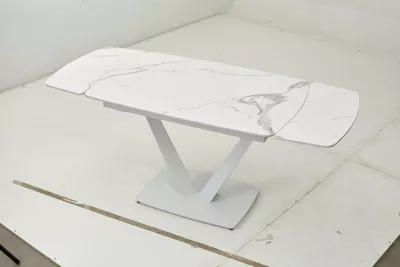 Стол ALATRI 120 GLOSS STATUARIO WHITE SOLID CERAMIC / WHITE, ®DISAUR