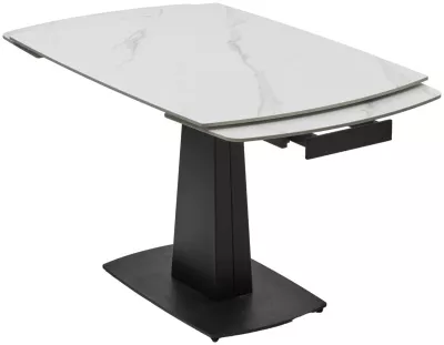Стол BALDE 140 MATT WHITE MARBLE SOLID CERAMIC / BLACK, ®DISAUR