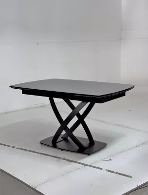 Стол FOGGIA 140 KL-136 Серый мрамор матовый, итальянская керамика/ черный каркас, ®DISAUR