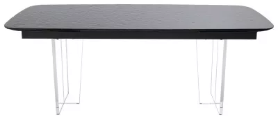 Стол ЛАУРИТЦ (LAURITS) 200 цвет ЧЕРНЫЙ (GREY), стекло BUBBLE  / Прозрачный каркас ®DISAUR