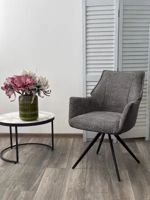 Стул BREVIS 180 град. поворот. XD841-16 Серый, букле/ GINO-457 Серый, ткань/ Черный, ®DISAUR