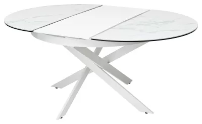 Стол TRENTO 120 HIGH GLOSS STATUARIO Белый мрамор глянцевый, керамика/ белый каркас, ®DISAUR