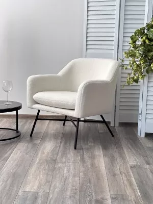 Кресло SHEEP NINI-01 Белый, teddy / черный каркас М-City