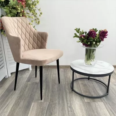 Стул HERMAN БЕЖЕВЫЙ #5, велюр / черный каркас М-City