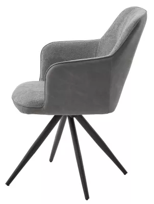 Стул НОРМАН 360 град., цвет BELLA-13/CYPRUS-10 серый, шенилл/замша / черный каркас М-City