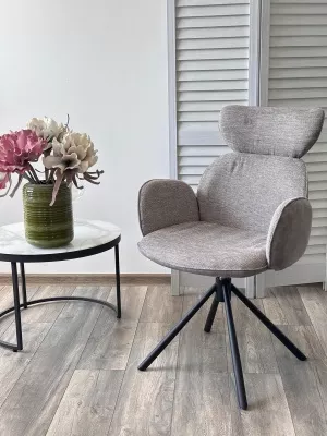 Стул VARDY 360 град.поворот. Brego-07 Серый, ткань/ 7525-180 Серый, велюр/Черный, ®DISAUR