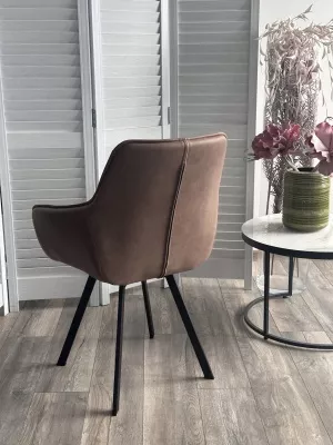 Стул СОЛИС 360 град. поворот.  Федерика Шоколад, иск.замша / черный каркас