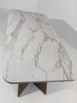 Стол МАНХЭТТЕН 200 цвет СВЕТЛЫЙ БЕЖ ( DRAC COLD XLIM), керамика / Орех Карни натуральный