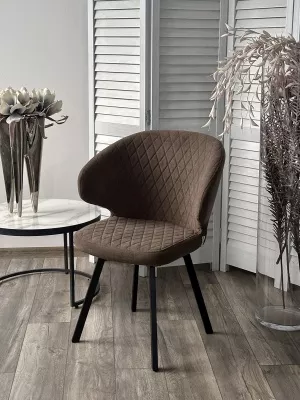 Стул ХИЛТОН 360 град., цвет B29 Шоколадный, велюр / черный каркас