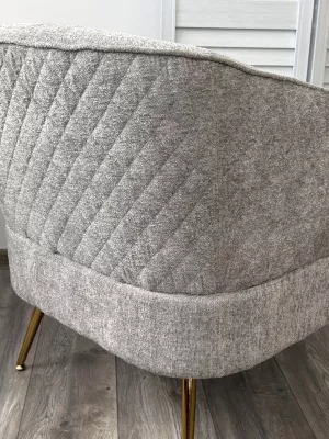 Кресло MUSSELS 3018-03 светло-серый, шенилл / золотой каркас, ®DISAUR