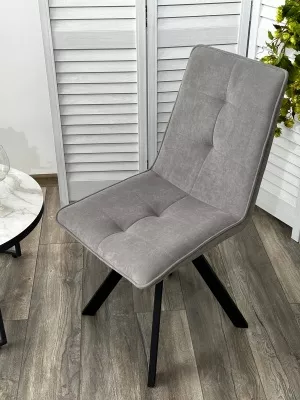 Стул BRONX, 360 град. поворот. B22 Серый, велюр / черный каркас, М-City