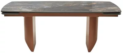 Стол ПУАНТО 200 TITANIUM LAWA NERO, керамика / МЕДЬ каркас М-City