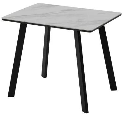 Стол ТИК ТАК 90  цвет Белый мрамор активный, керамика / Черный каркас