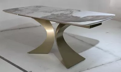 Стол МАТИАС (MATIAS) 180 цвет ПАНДОРА (GLOSS LUXURY PANDORA SOLID CERAMIC) / ШАМПАНЬ, ®DISAUR