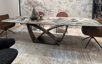 Стол ALONSO 200 TL-137  матовый, испанская керамика / брашированный каркас, цвет медный, ®DISAUR