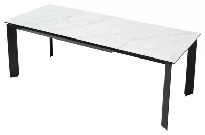Стол CREMONA 160 KL-99 Белый мрамор матовый, итальянская керамика / черный каркас, ®DISAUR