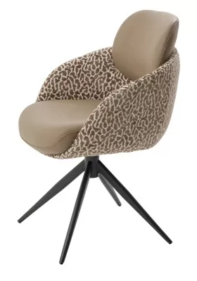 Стул ГРЕЙС (GRACE) 360 град цвет ТЕМНЫЙ ЛАТТЕ 36-14/ HUNTER-400, экокожа/ткань/ ТЕМНО-СЕРЫЙ, ®DISAUR